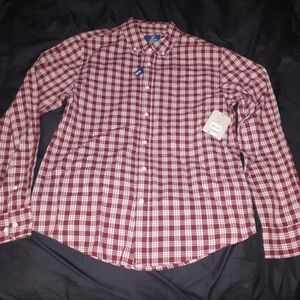 George Men's Burgundy Plaid Button Down Shirt